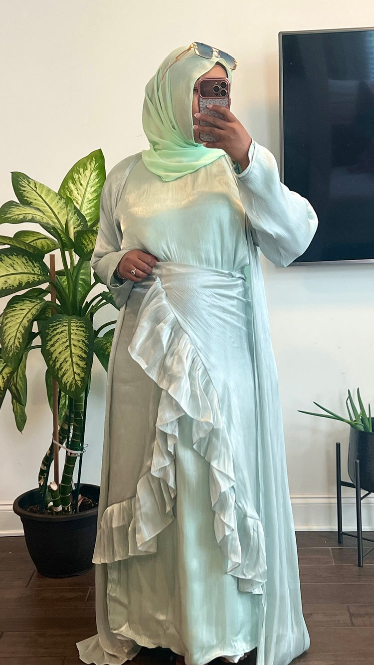 Salwa “Pale Sage” Abaya Set