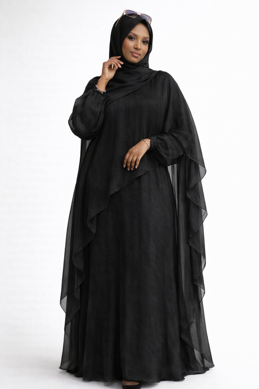 Sahar “Black” Cape Set